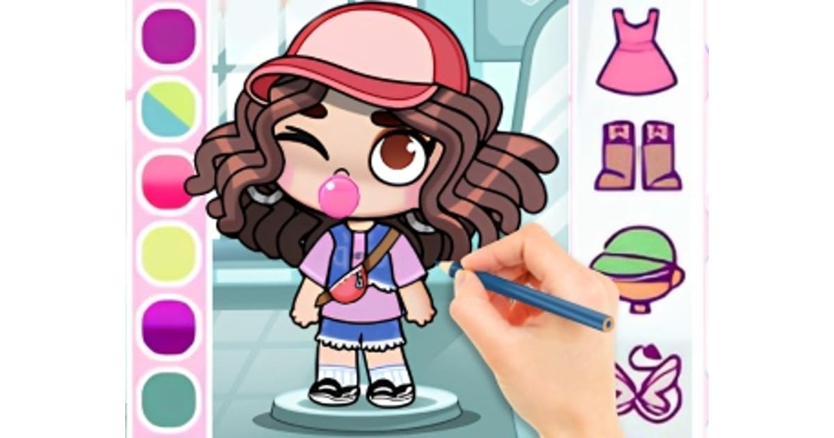 Coloring Book Avatar Girl Dress Up Shopping